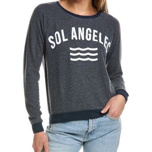Sol Angeles Dark Heather Blue Logo Crewneck Pullover size large